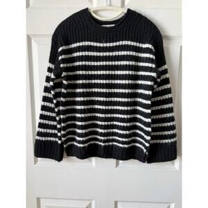 Alex Mill Black White Stripe Wool Alpaca‎ Blend Sweater Wm XS Crewneck Cozy Knit
